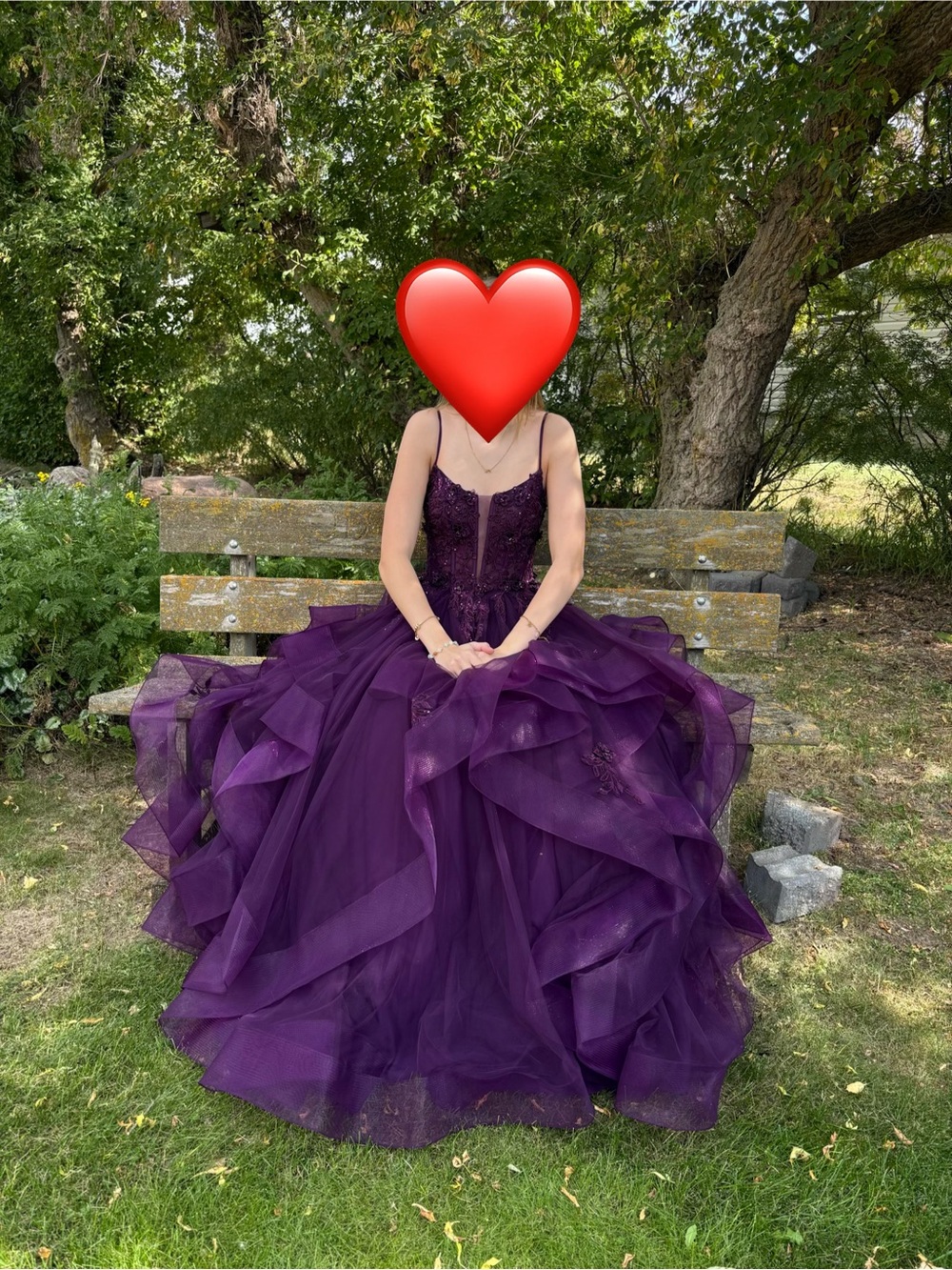 ellie wilde Deep Purple Ruffled Tulle Prom Gown